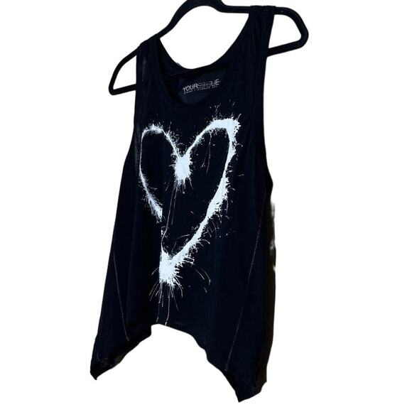 Your Eyes Lie Black Tank Crop Top, White Heart Graphic Tee - Picture 4 of 7